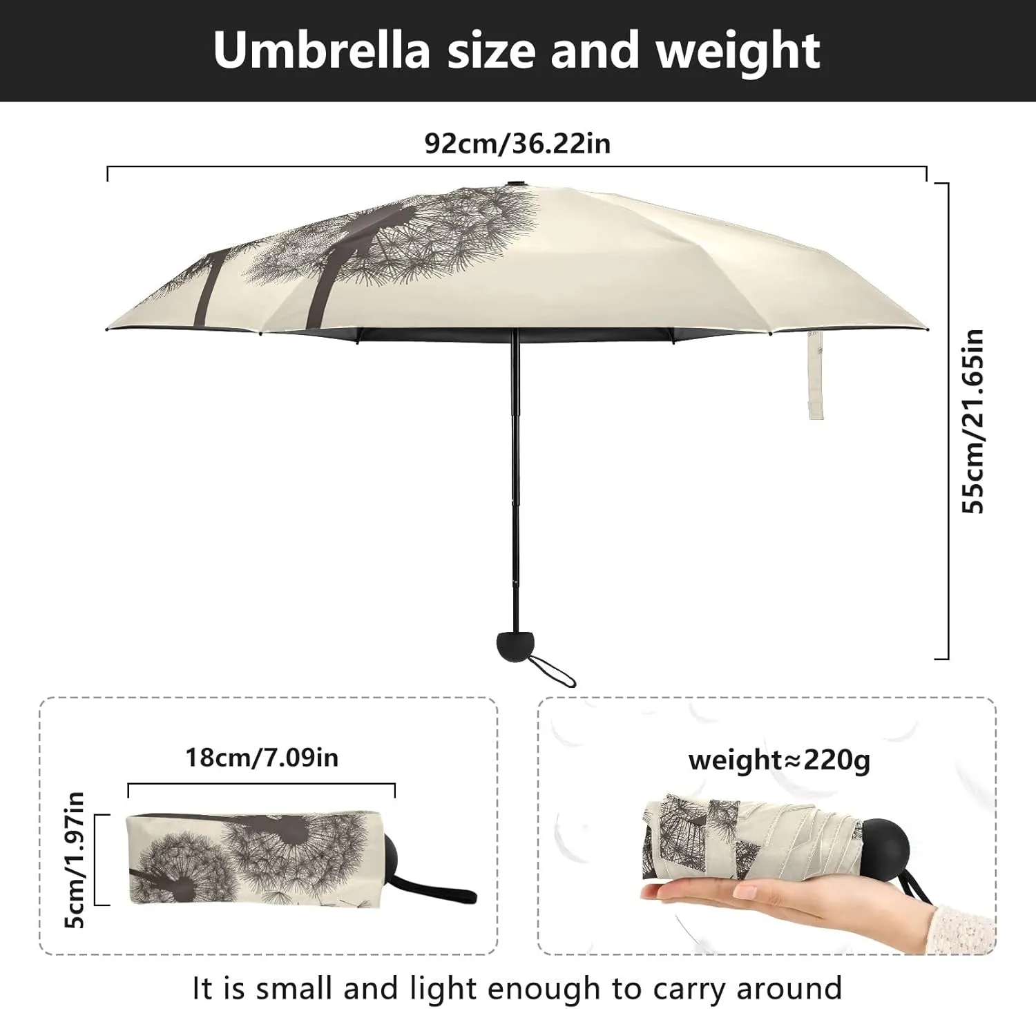 Small Mini Anti-UV Compact Travel Umbrella, 5 Folding Ultra-Light Umbrella, 6 Ribs Pocket Windproof Foldable Vinyl Parasol