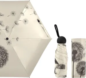 Small Mini Anti-UV Compact Travel Umbrella, 5 Folding Ultra-Light Umbrella, 6 Ribs Pocket Windproof Foldable Vinyl Parasol