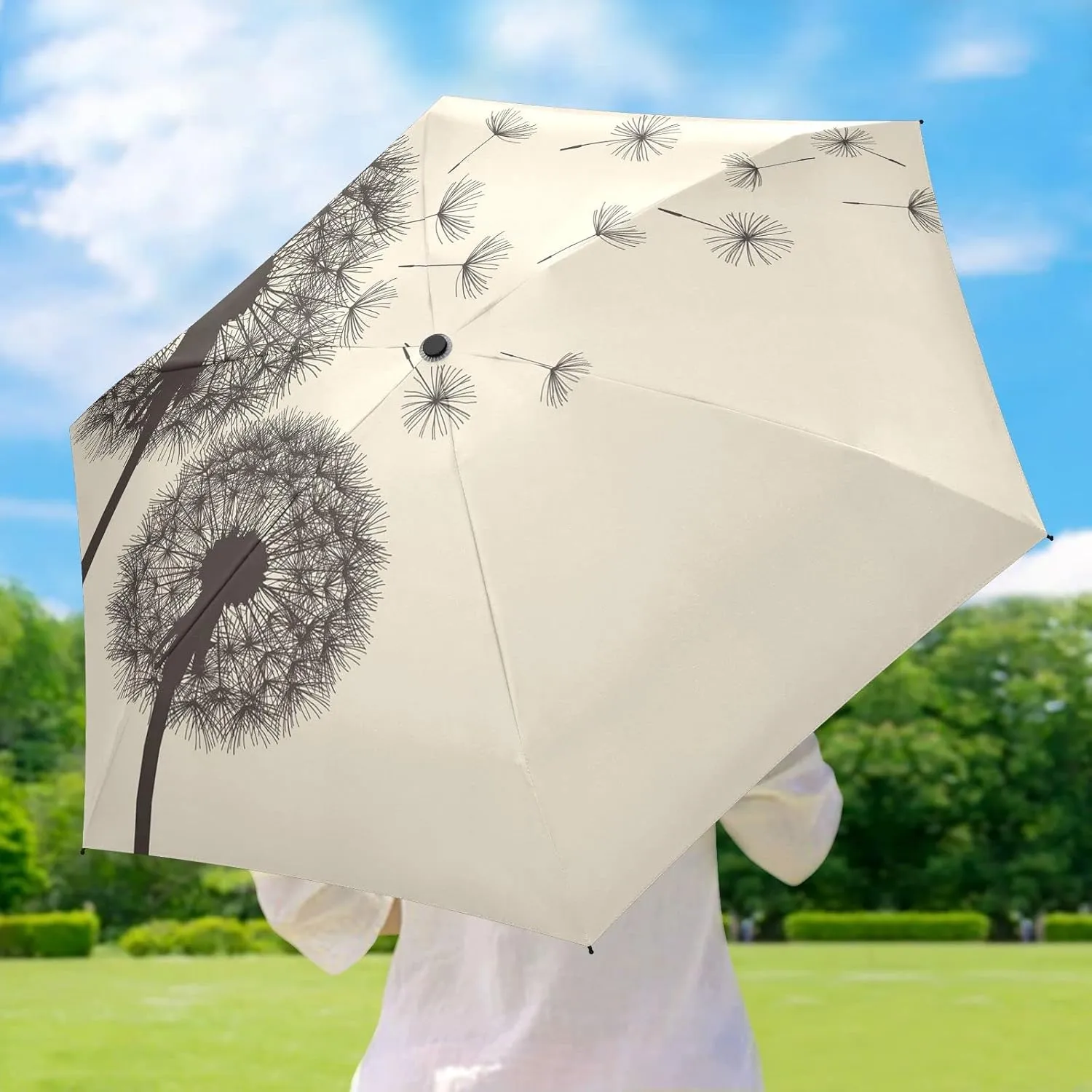 Small Mini Anti-UV Compact Travel Umbrella, 5 Folding Ultra-Light Umbrella, 6 Ribs Pocket Windproof Foldable Vinyl Parasol