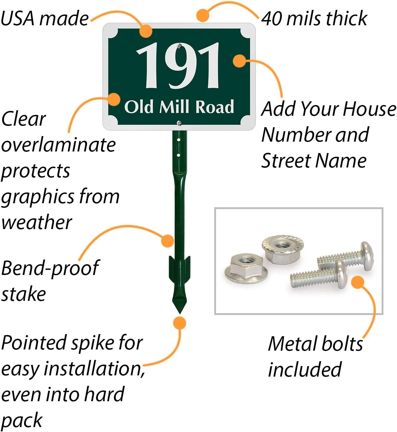 SmartSign 7 x 10 inch Custom House Address Yard Sign with 18 inch Stake (Scallop Design), 40 mil Reflective Rustproof Aluminum With UV-Proof Overcoat, Choose Color, Set of 1, Made in USA