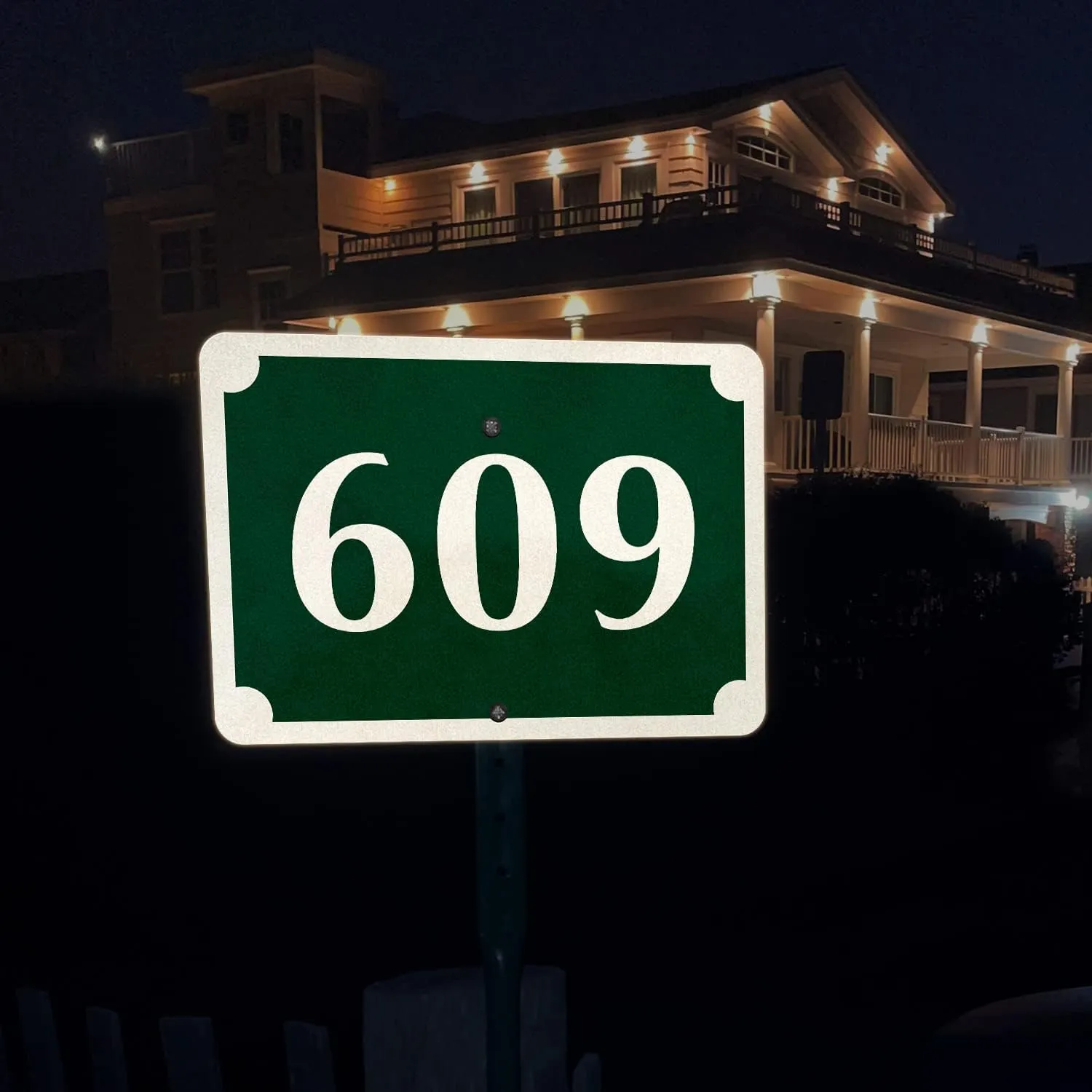 SmartSign 7 x 10 inch Custom House Address Yard Sign with 18 inch Stake (Scallop Design), 40 mil Reflective Rustproof Aluminum With UV-Proof Overcoat, Choose Color, Set of 1, Made in USA