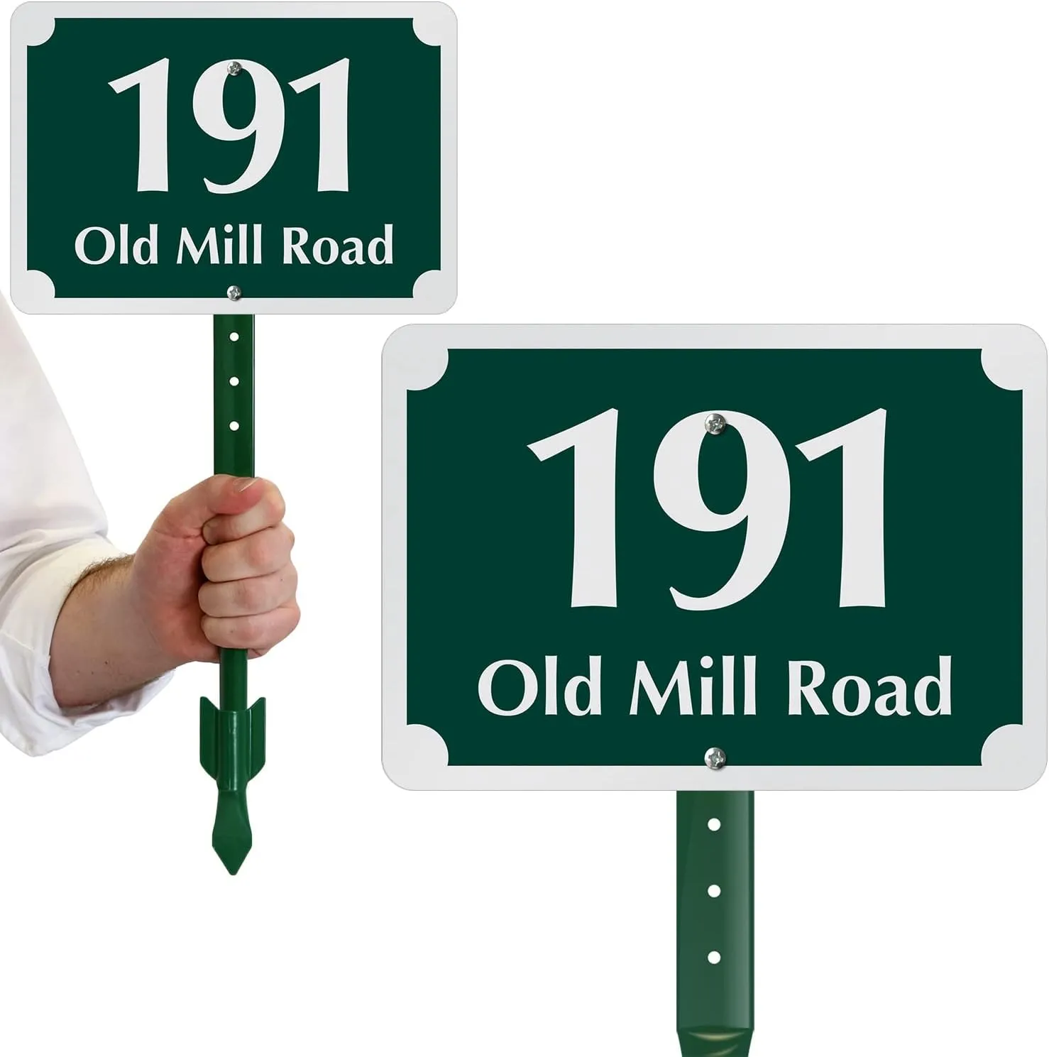 SmartSign 7 x 10 inch Custom House Address Yard Sign with 18 inch Stake (Scallop Design), 40 mil Reflective Rustproof Aluminum With UV-Proof Overcoat, Choose Color, Set of 1, Made in USA