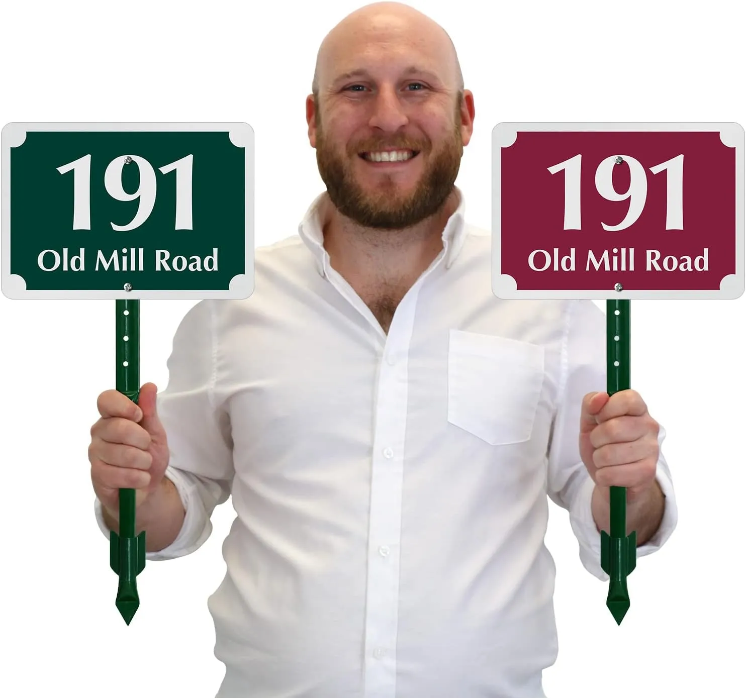 SmartSign 7 x 10 inch Custom House Address Yard Sign with 18 inch Stake (Scallop Design), 40 mil Reflective Rustproof Aluminum With UV-Proof Overcoat, Choose Color, Set of 1, Made in USA
