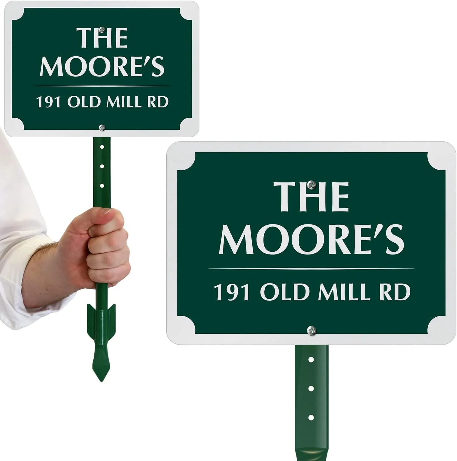 SmartSign 7 x 10 inch Custom Yard Sign with 18 inch Stake - Add Your Name and House Address (Scallop Design), 40 mil Reflective Aluminum With UV-Proof Overcoat, Choose Color, USA-Made