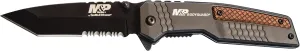 Smith & Wesson M&P Bodyguard 8.07in S.S Folding Knife with 3.5in Serrated Tanto Point Blade and Aluminum Handle for Outdoor, Tactical, Survival and EDC, Black/Wood