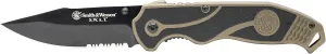 Smith & Wesson SWAT II 8.5in S.S. Spring Assisted Folding Knife with 3.5in Serrated Drop Point and Rubberized Aluminum Handle for Outdoor Survival and EDC