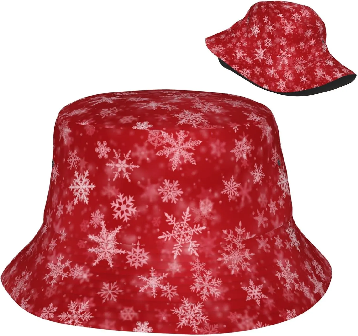 Snowflakes Bucket Hats for Women Summer Sun Beach Travel Outdoor Fishing Cap Men Bucket Hat