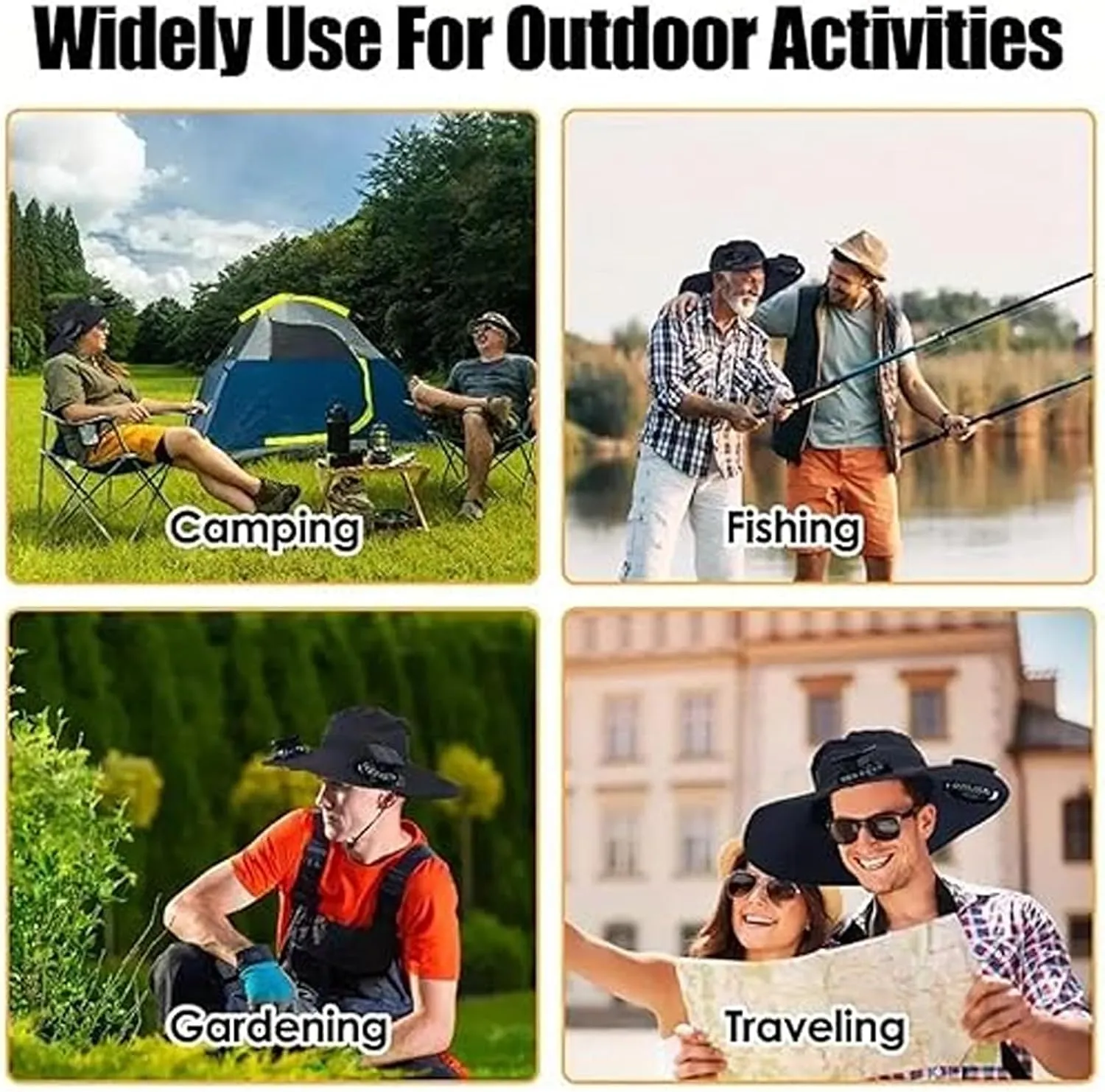 Solar Powered Fan Cooling Hat – for Outdoor Work and Fishing, Wide Brim Solar Fan Hat, UPF 50  Outdoor Hat
