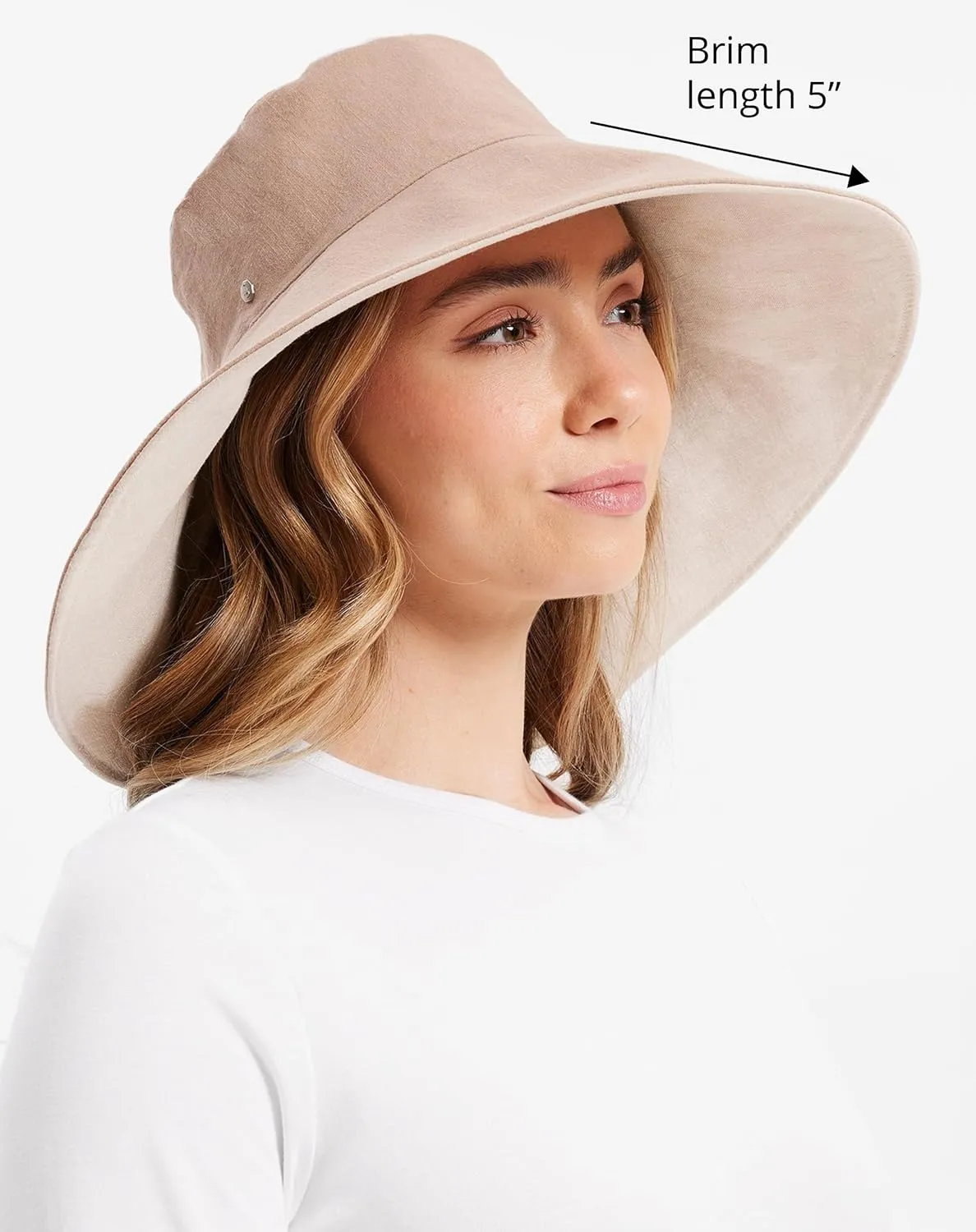 Solbari Women’s Ultra-Wide Cotton Linen Sun Hat UPF 50 , Packable, Adjustable with Ponytail Hole for Travel, Beach & Outdoors