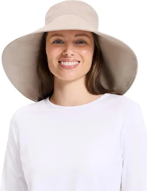 Solbari Women’s Ultra-Wide Cotton Linen Sun Hat UPF 50 , Packable, Adjustable with Ponytail Hole for Travel, Beach & Outdoors