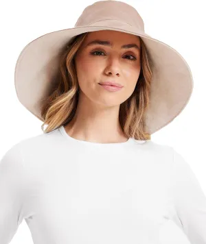 Solbari Women’s Ultra-Wide Cotton Linen Sun Hat UPF 50 , Packable, Adjustable with Ponytail Hole for Travel, Beach & Outdoors