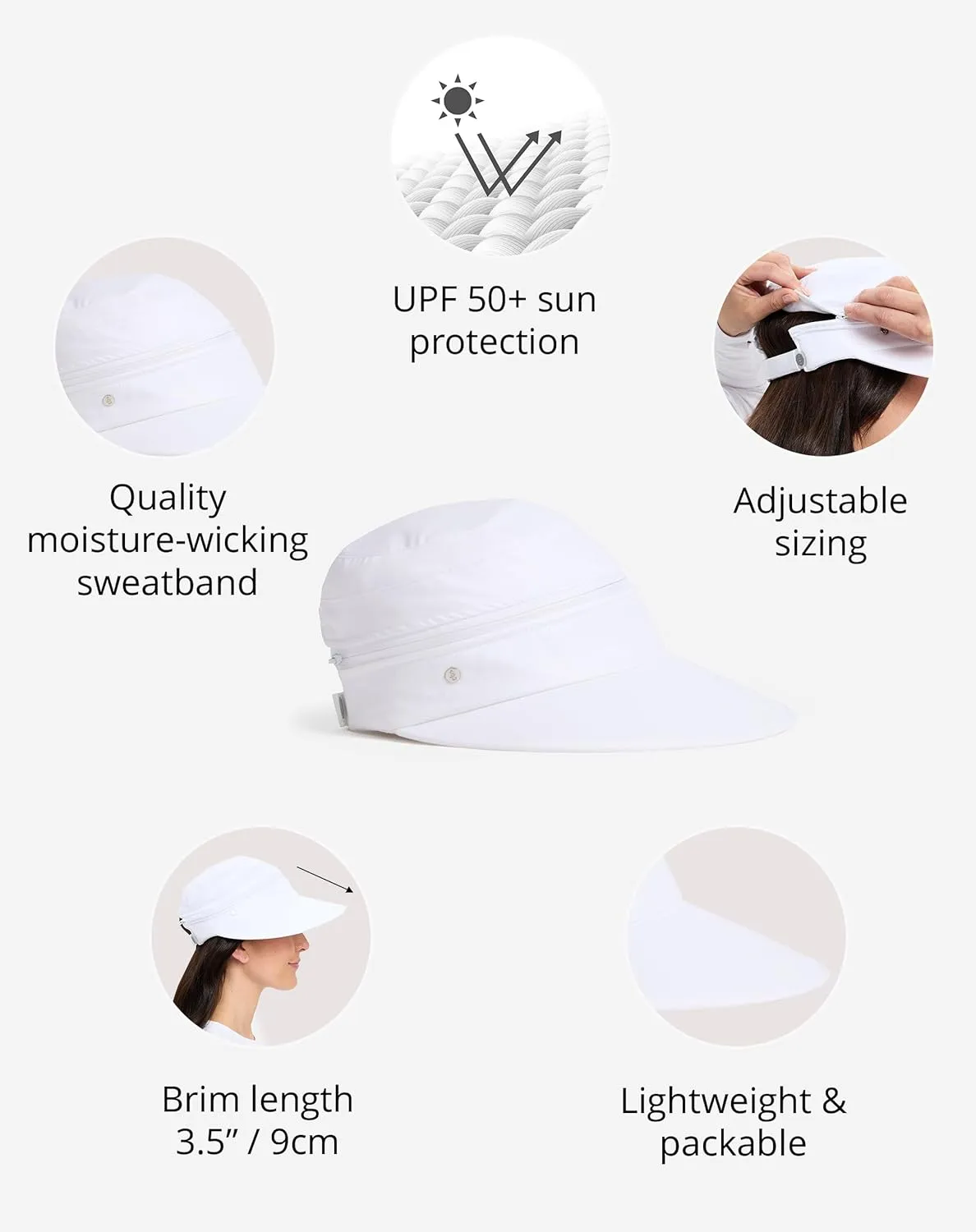 Solbari Women’s Wanderlust Visor UPF 50 , Packable 2-in-1 Hat & Visor, Adjustable Fit with Sweatband for Sports & Outdoors