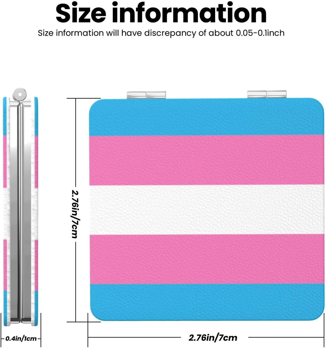 Solid Transgender Pride Flag Women Mini Cosmetic Mirror Folding Portable Pocket Makeup Mirror