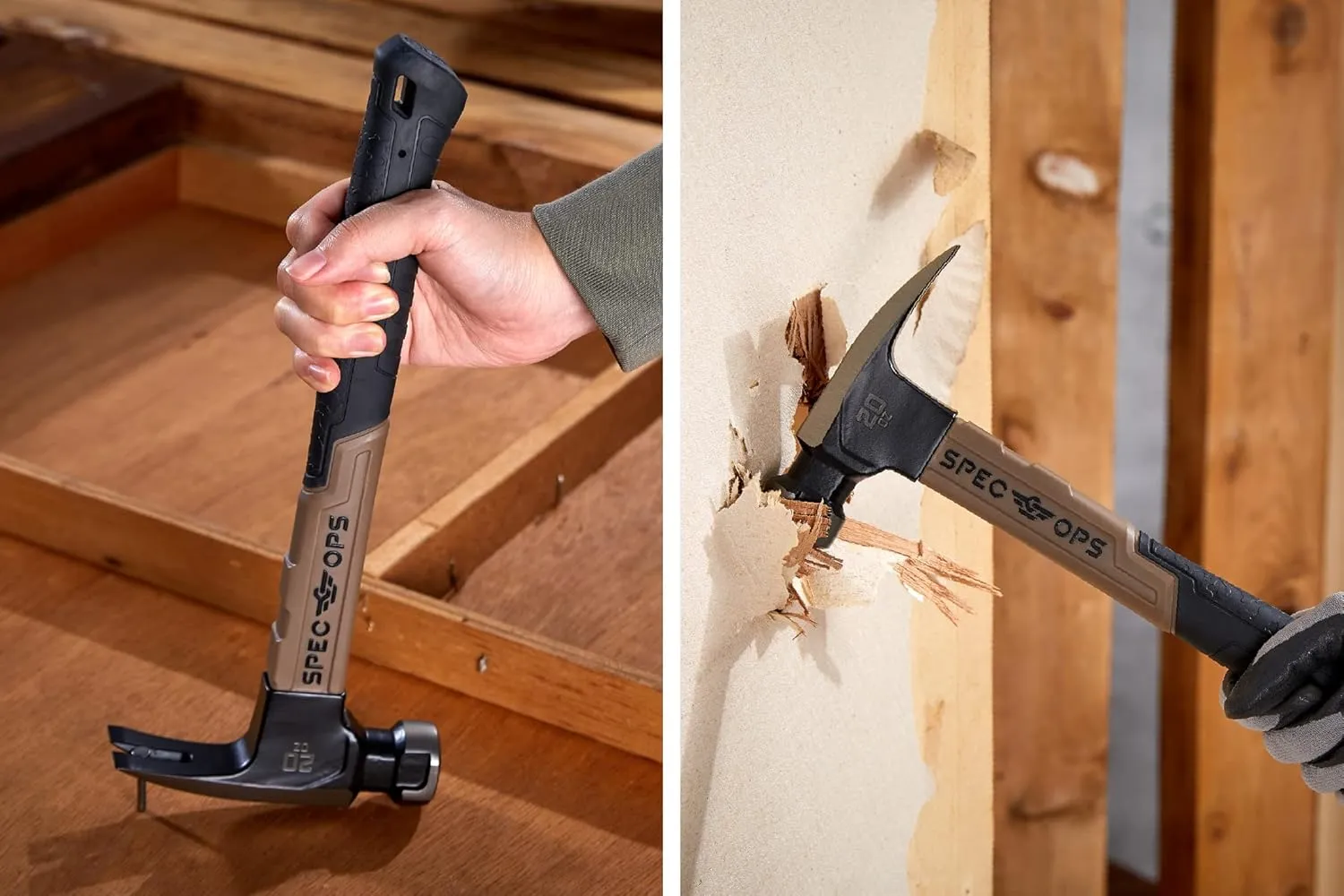 Spec Ops Tools 20 oz Fiberglass Hammer, 13 Inch, Rip Claw, Shock-Absorbing Grip, 3% Donated to Veterans