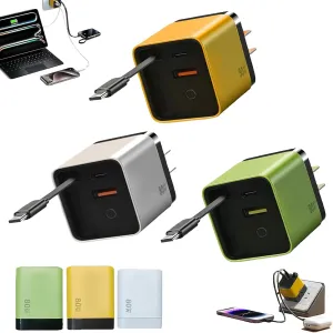 Spiritual 3 in 1 Charger, Spiritukal Scalable 80W MAX Fast Charger Module with Type-C Cable and 1 USB Ports, 2025 New Upgrade Retractable Wall for iPhone, Phone, Laptops (3 Colors)