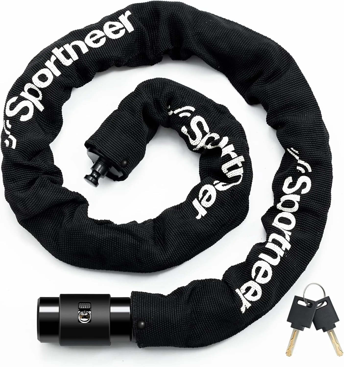 Sportneer Bike Lock: 8mm Thick High Security Anti Theft Bike Chain Lock with 2 Keys- 3.2/4ft Long Heavy Duty Anti-Cut Bicycle Lock for Bike, Motorcycle, Bicycle, Door, Gate, Fence, Grill
