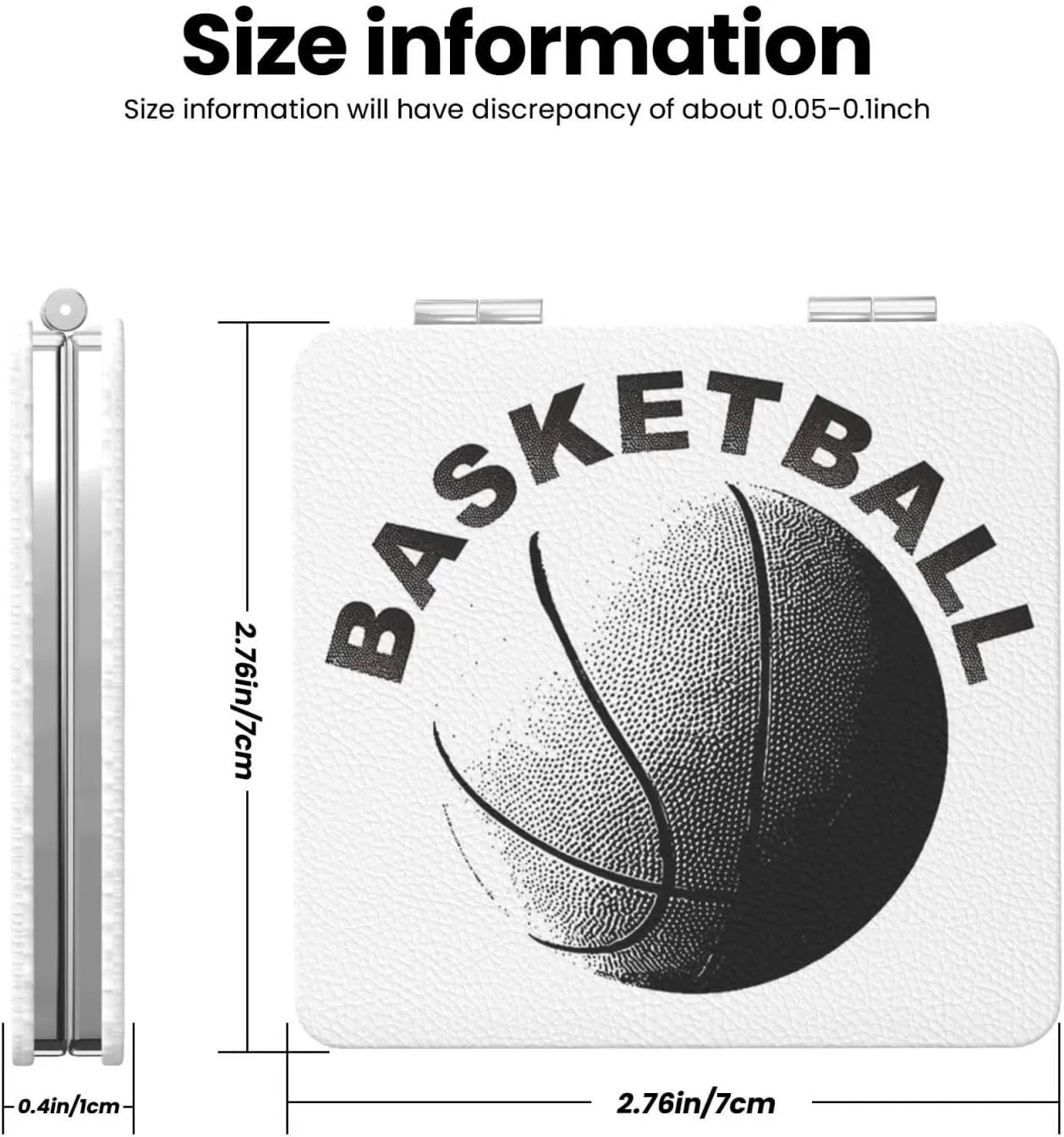 Sports Basketball Pattern Small Makeup Mirror Portable Travel Cosmetic Mirror Folding Small Pocket Mirror