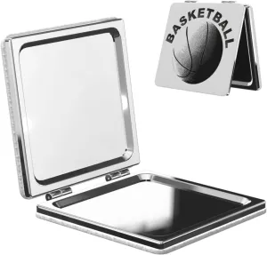 Sports Basketball Pattern Small Makeup Mirror Portable Travel Cosmetic Mirror Folding Small Pocket Mirror