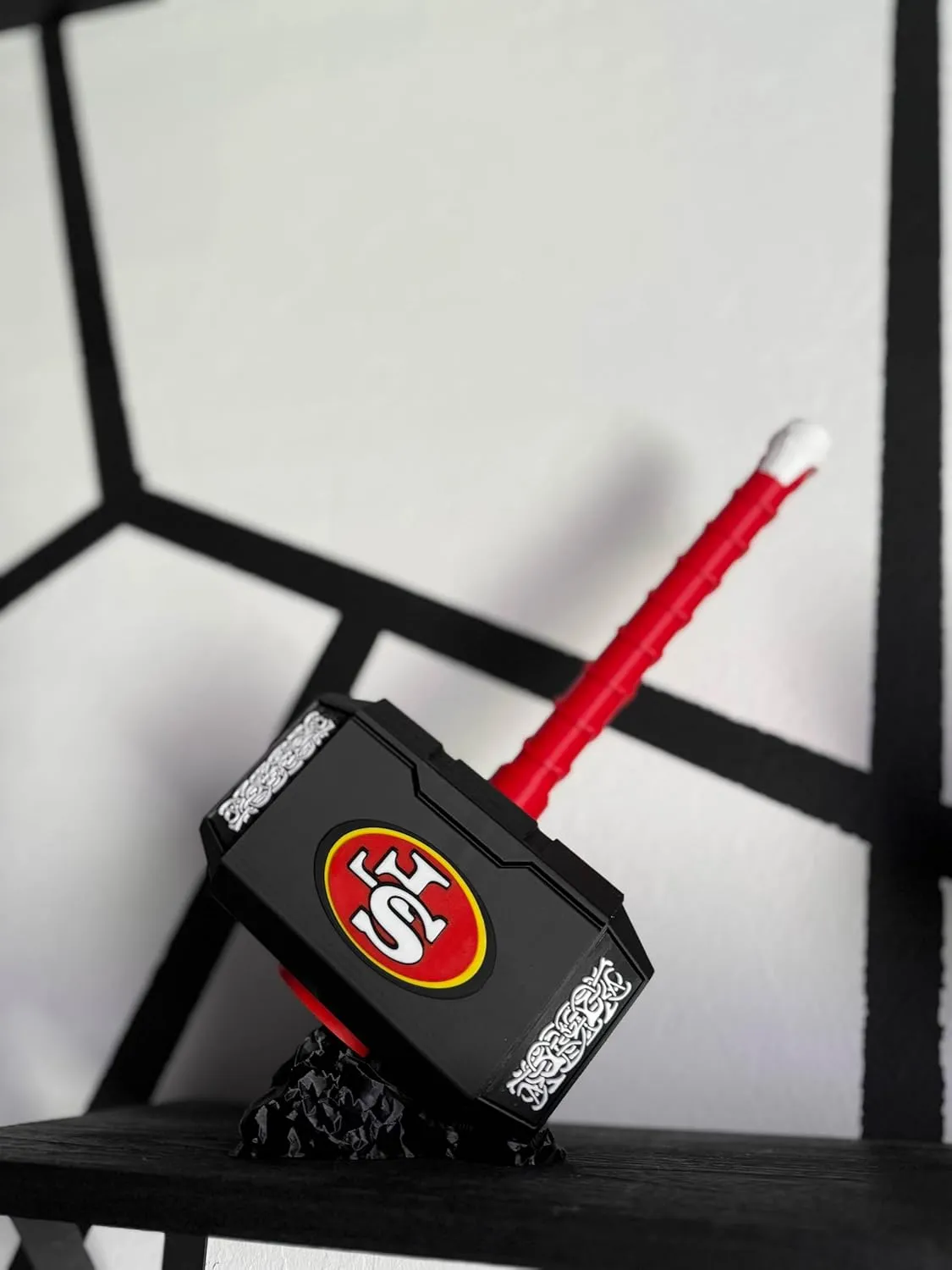 Sports Fan Custom Thor Hammer Decoration, Game Room, Gifts for Him, Father's Day with Display Base (49ers)