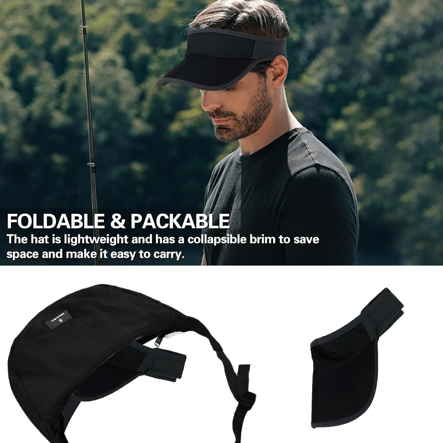 Sports Sun Visor Hats Men Women Foldable Brim Lightweight Packable Adjustable Visor Caps Running Golf Tennis