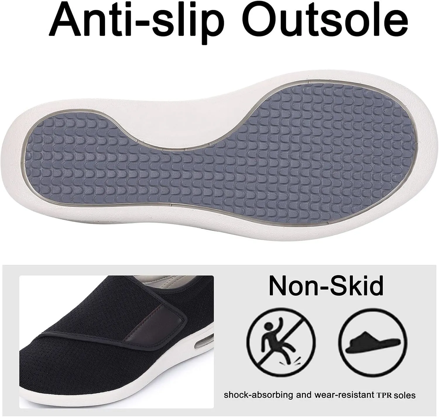 SPR&JOY Diabetic Shoes for Women, Women's Wide Width Elderly Shoes, Adjustable Closure Lightweight Breathable, Swollen Feet Walking Edema Sneakers