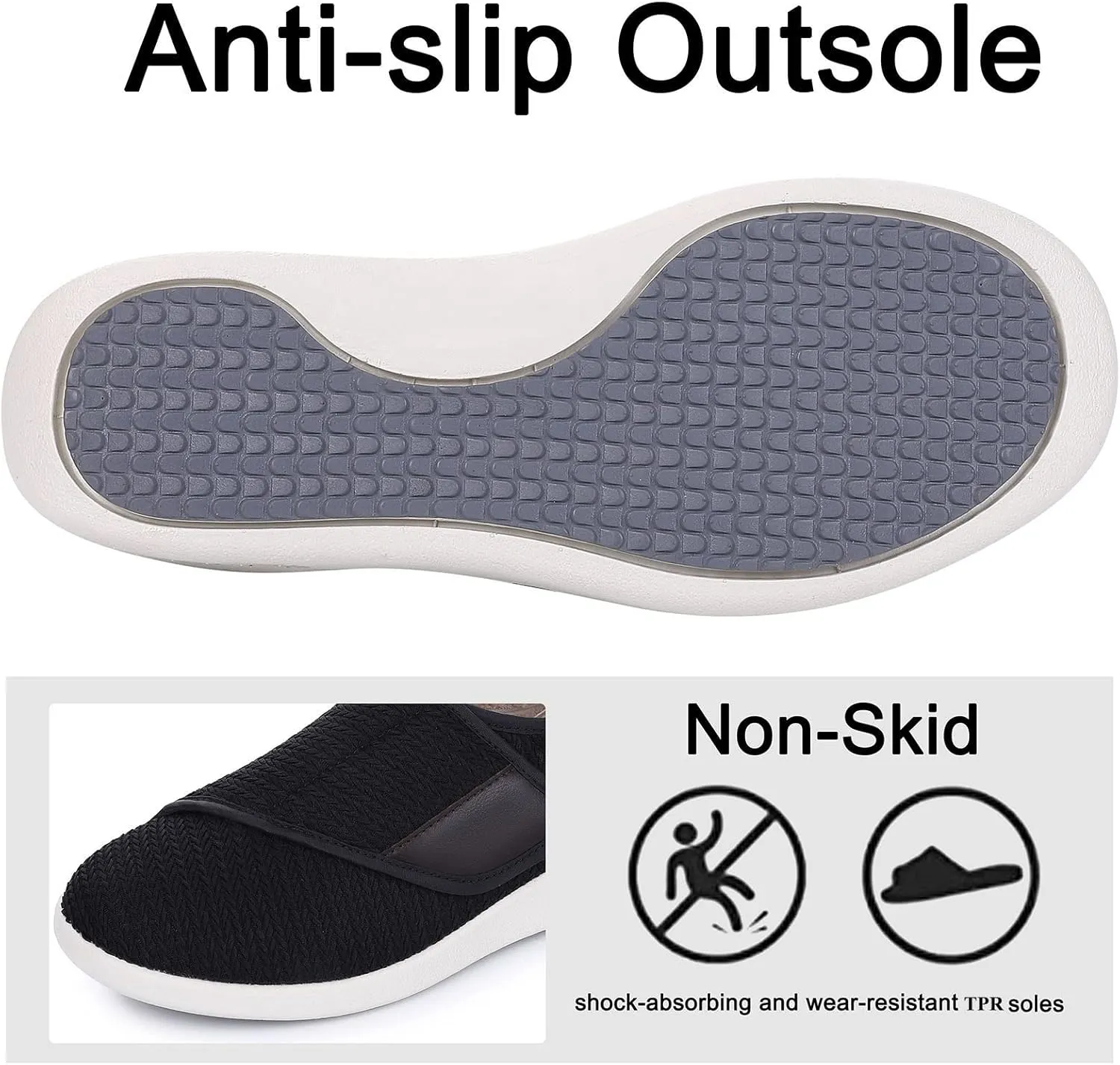 SPR&JOY Diabetic Shoes for Women, Women's Wide Width Elderly Shoes, Adjustable Closure Lightweight Breathable, Swollen Feet Walking Edema Sneakers