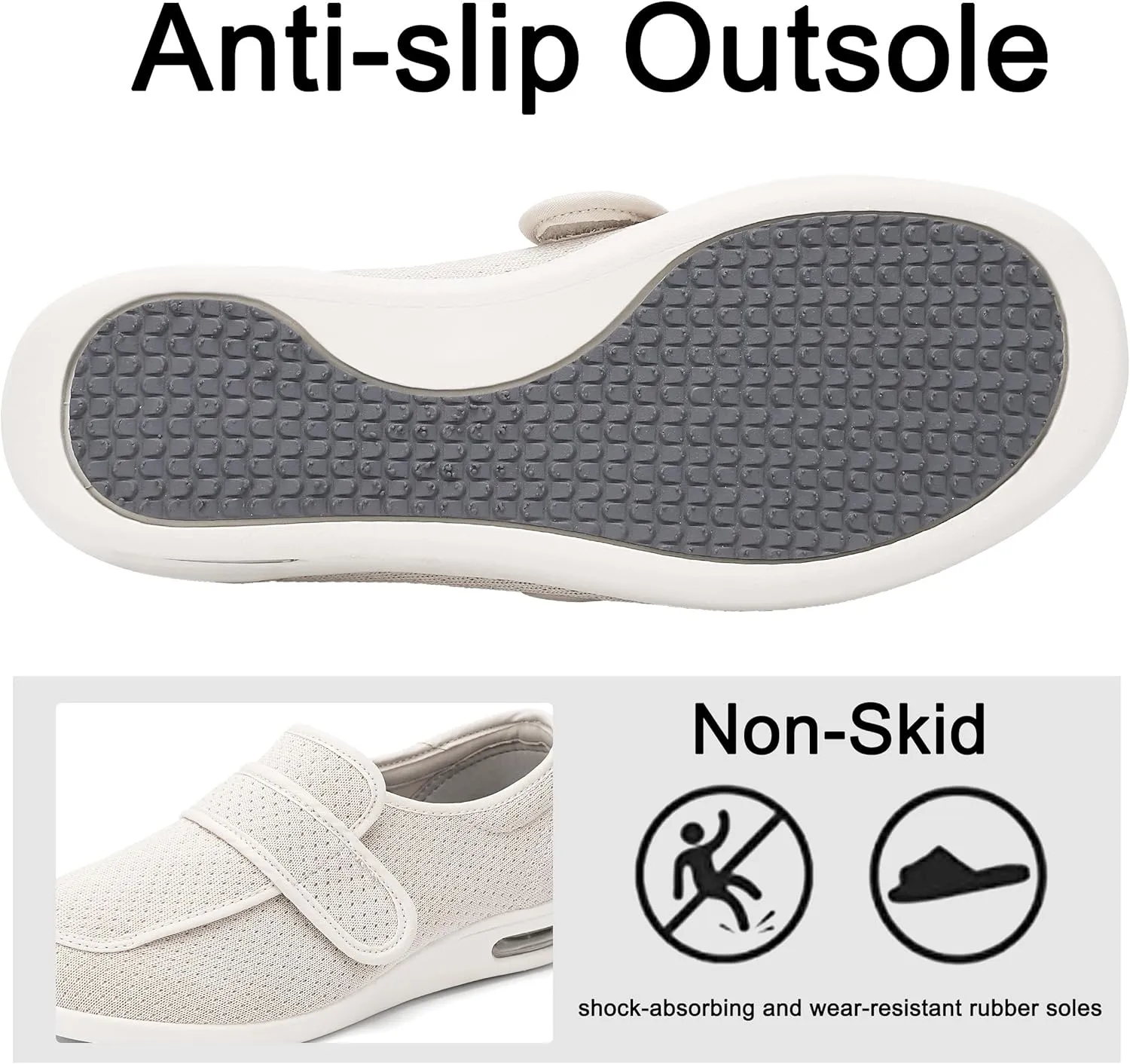 SPR&JOY Diabetic Shoes for Women, Women's Wide Width Elderly Shoes, Lightweight Breathable Adjustable Closure, Swollen Feet Walking Edema Sneakers