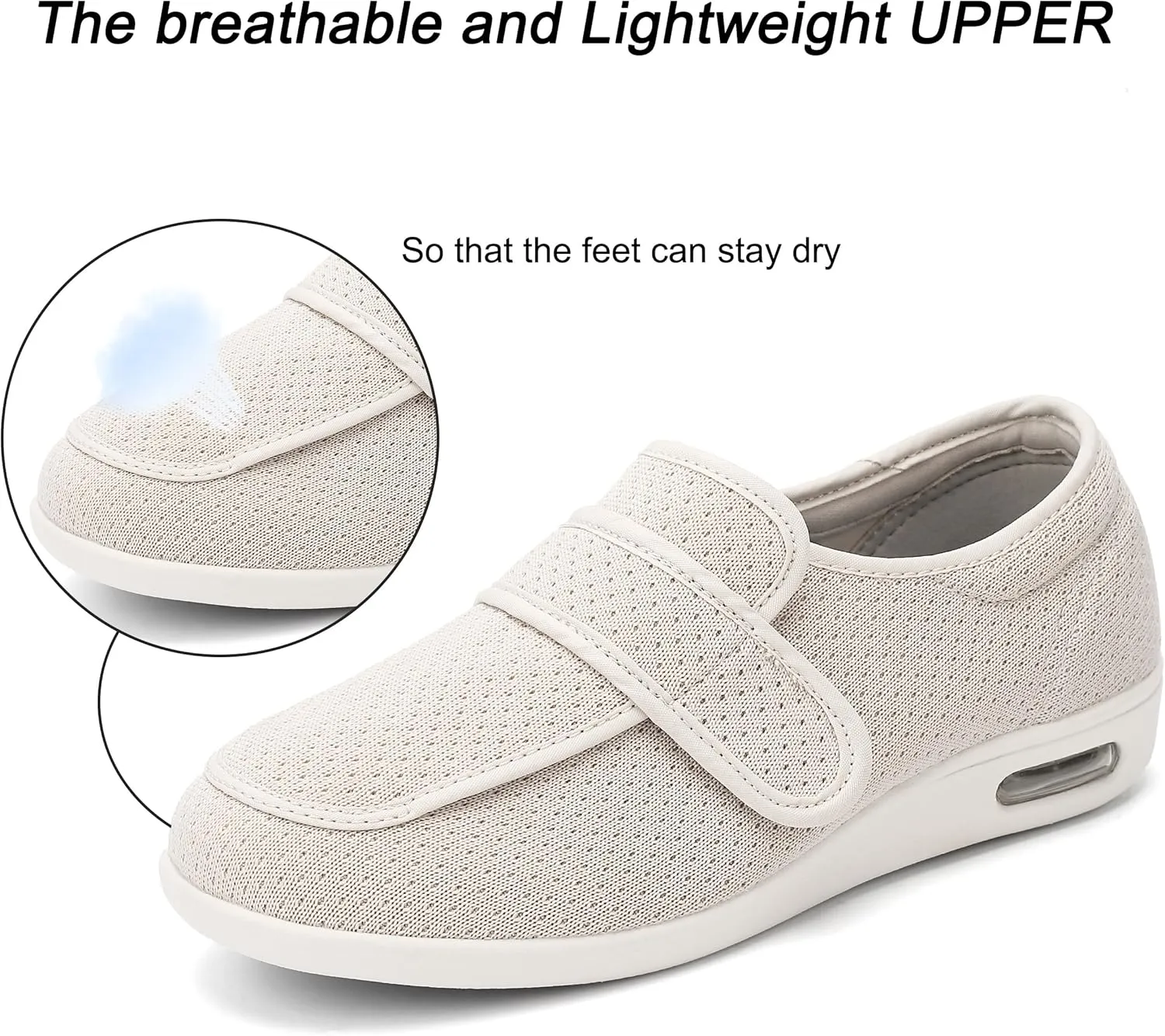 SPR&JOY Diabetic Shoes for Women, Women's Wide Width Elderly Shoes, Lightweight Breathable Adjustable Closure, Swollen Feet Walking Edema Sneakers