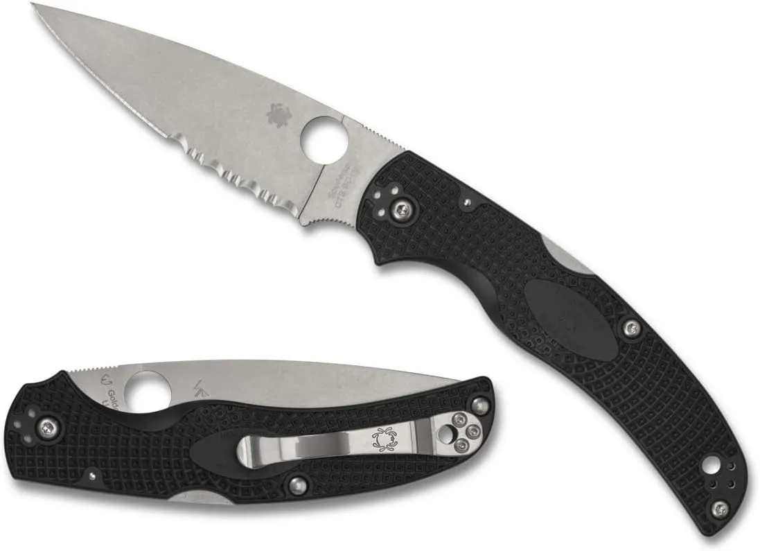 Spyderco Knives Native Chief Lightweight C244PSBK Serrated CTS-BD1N Black Pocket Knife