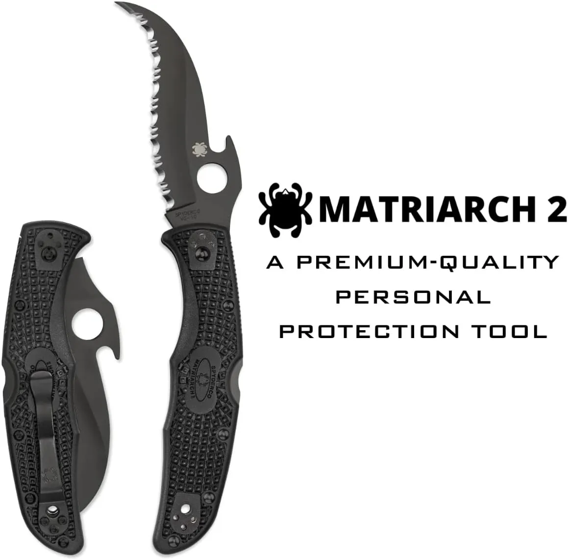 Spyderco Matriarch 2 Signature Knife with Emerson Opener and 3.57" VG-10 Black Reverse S Blade - SpyderEdge - C12SBBK2W