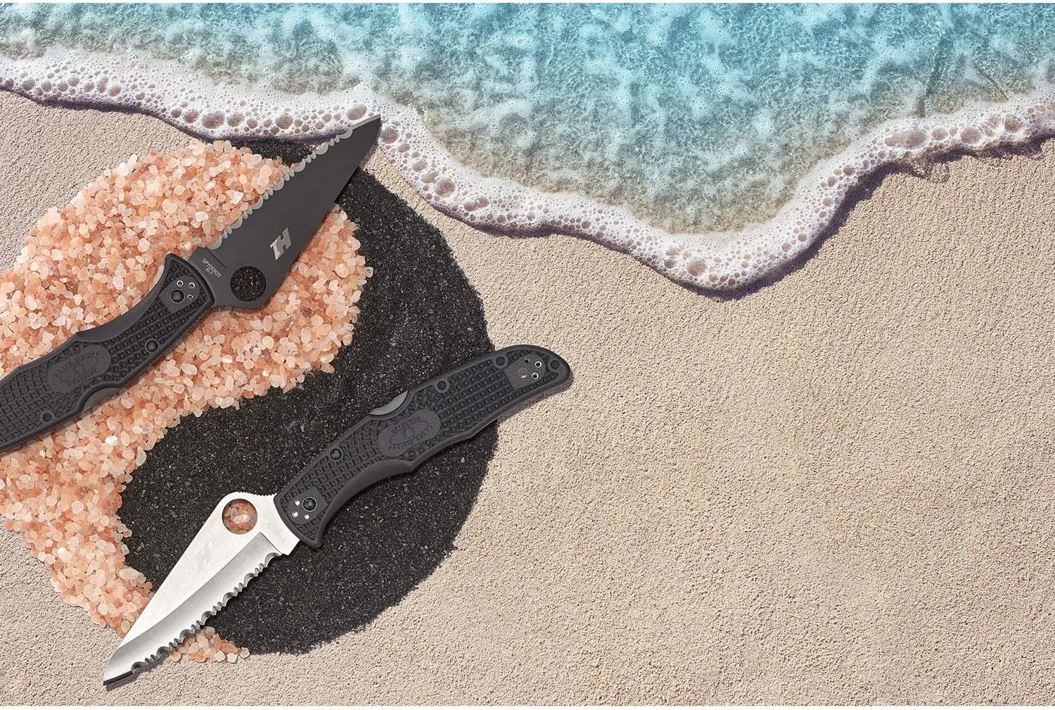 Spyderco Pacific Salt 2 Lightweight Knife with 3.78" Corrosion Resistant H-1 Steel Blade and Black Non-Slip FRN Handle