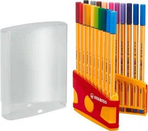 STABILO Fineliner point 88 - ColorParade - Pack of 20 Assorted Colors with Hanging Loop