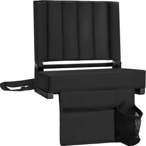 Stadium Seat for Bleachers with Back Support Bleacher Seat w/Thick Cushion, Cup Holder, Carry Handle & Shoulder Strap for Outdoor Sports Events, Picnics, Beaches