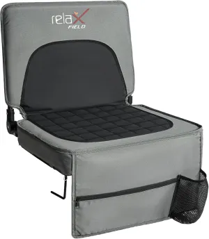 Stadium Seats with Back Support and Cushion, Folding Stadium Chair Includes Shoulder Strap and Cup Holder, Portable Bleacher Chairs for Sports Events,Grey