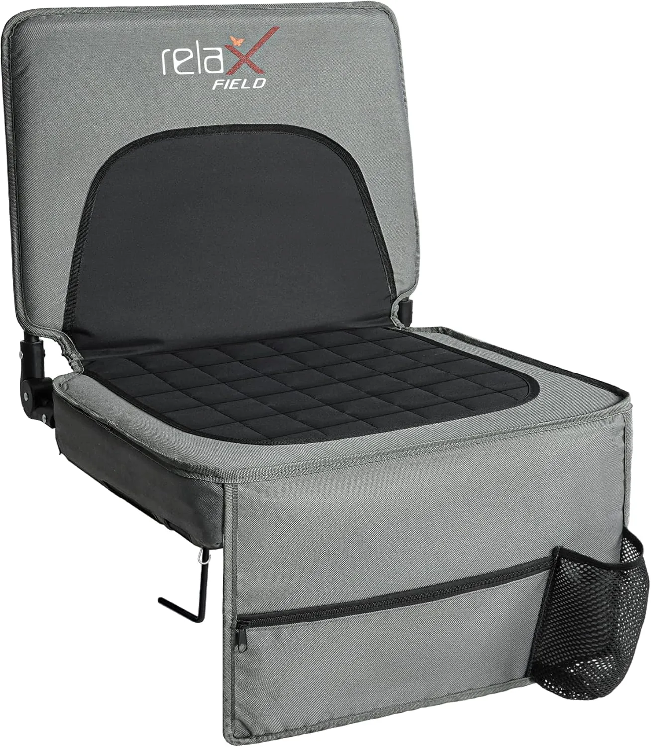 Stadium Seats with Back Support and Cushion, Folding Stadium Chair Includes Shoulder Strap and Cup Holder, Portable Bleacher Chairs for Sports Events,Grey