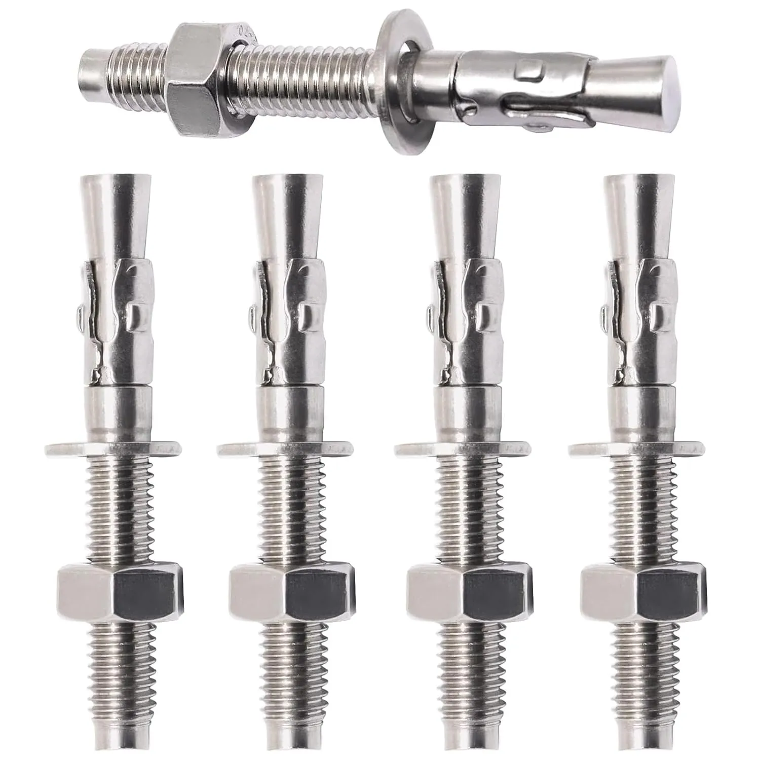 Stainless Steel Concrete Anchors, Heavy Duty Wedge Anchor Fasteners 1/2 inch x 4 inch (10 Pcs)