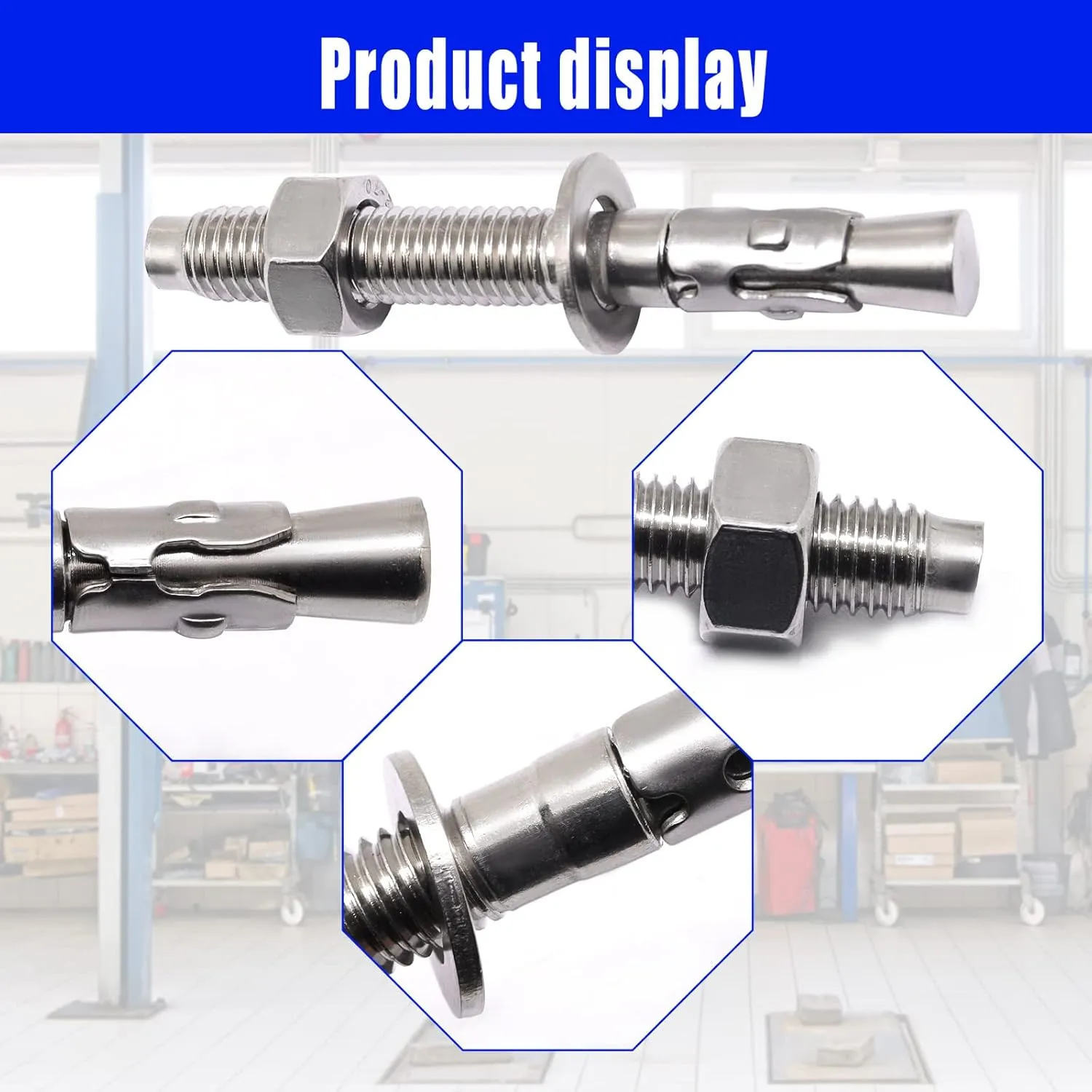Stainless Steel Concrete Anchors, Heavy Duty Wedge Anchor Fasteners 1/2 inch x 4 inch (10 Pcs)