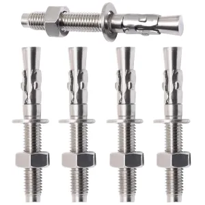 Stainless Steel Concrete Anchors, Heavy Duty Wedge Anchor Fasteners 1/2 inch x 4 inch (10 Pcs)