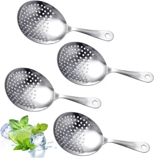 Stainless Steel Julep Strainer Akamino 4 Pack Cocktail Strainer Spoon for Drink Home Kitchen Bar