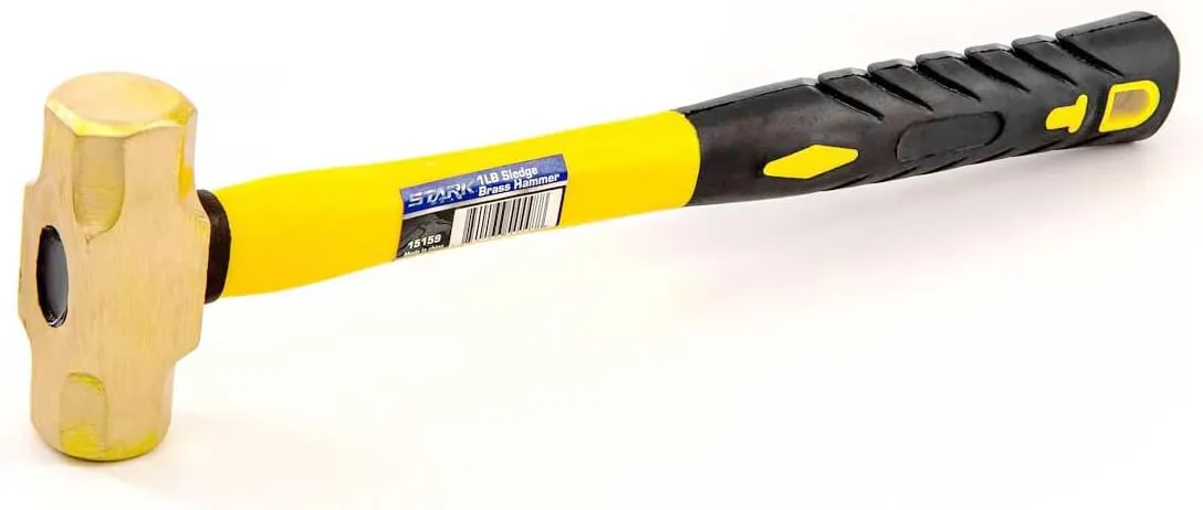 Stark USA 16oz Brass Sledge Hammer (1lb) with Fiberglass Handle, Drilling Hammer, Crack Hammer, Die-Forge, Corrosion Resistant, 12.5" Length