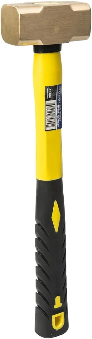 Stark USA 2-Pounds Sledge Hammer 2lbs Brass Head Fiber Glass with Comfortable Handle