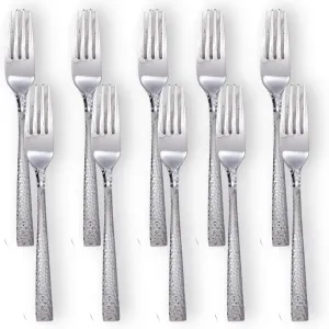 Steelite Varick Malcolm Flatware Silverware, Satin Hammered Texture Modern Handle, 18/10 Stainless Steel Utensils, Silverware for Commercial Foodservice Restaurant Use