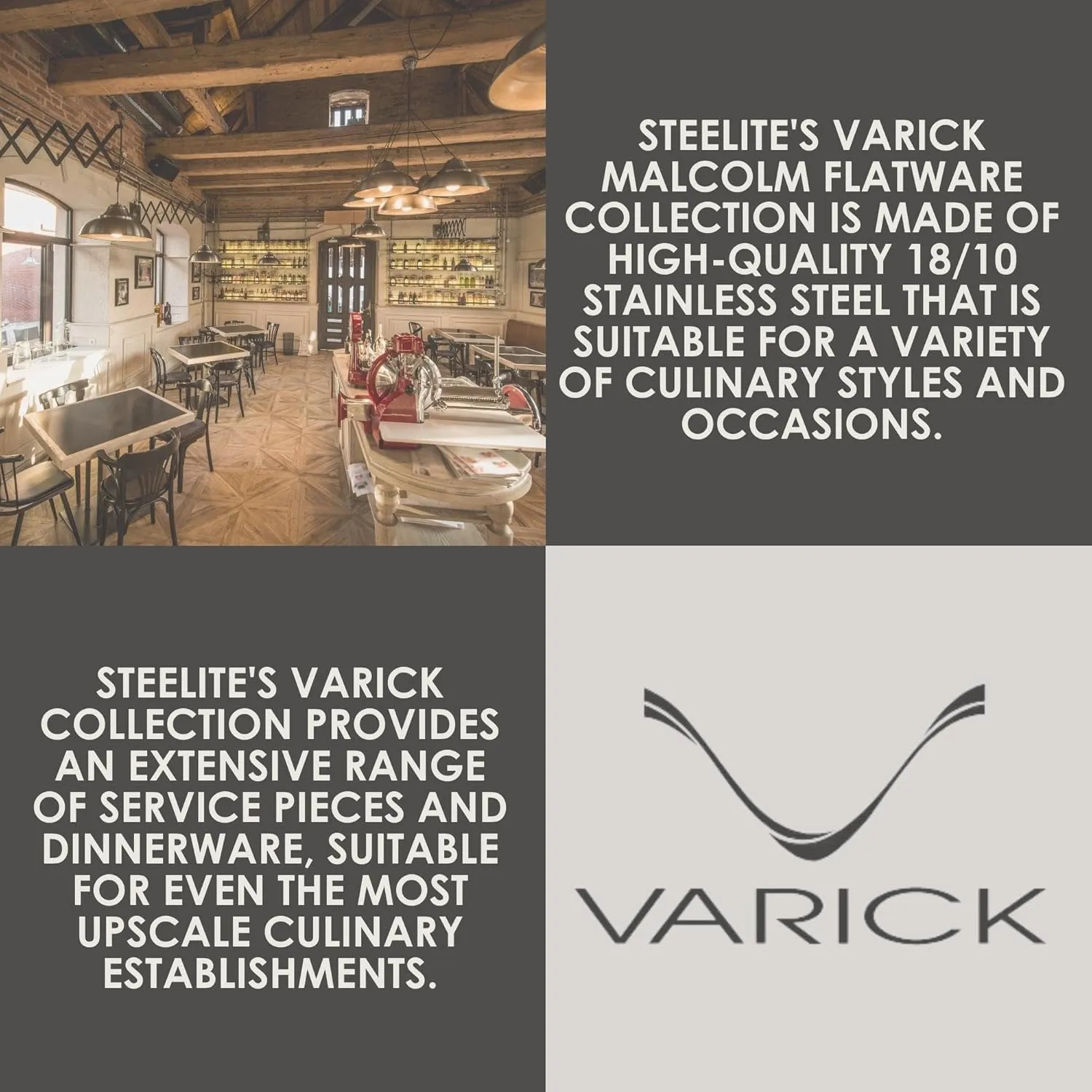 Steelite Varick Malcolm Flatware Silverware, Satin Hammered Texture Modern Handle, 18/10 Stainless Steel Utensils, Silverware for Commercial Foodservice Restaurant Use