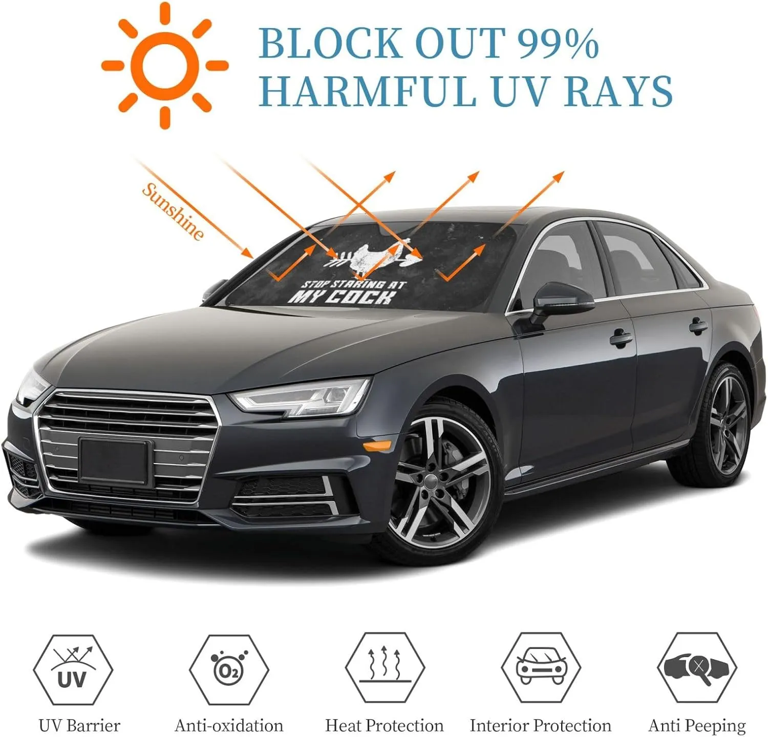 Stop Staring at My Cock Car Windshield Sunshade Foldable Car Windshield Sunshade Blocks Uv Rays Keep Vehicle Cool Medium