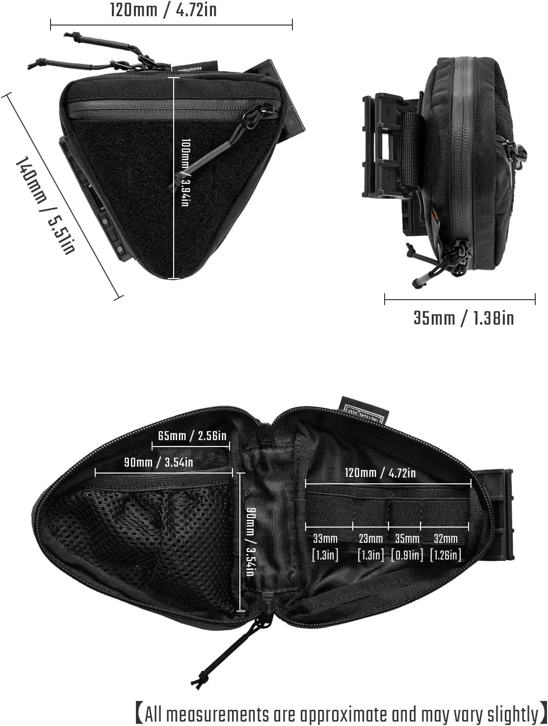 Storage A8 Mini EDC Pouch, Multi-Purpose Organization Storage, Small Gear Organizer with Strap, Utility Zipper Pouch for Daily Carry （Black）