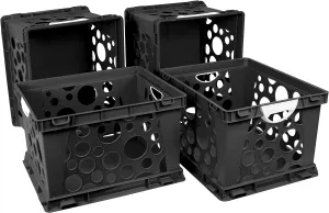 Storex Premium File Crate with Handles – Letter and Legal Document and Folder Storage, Black, 3-Pack (61546A03C)