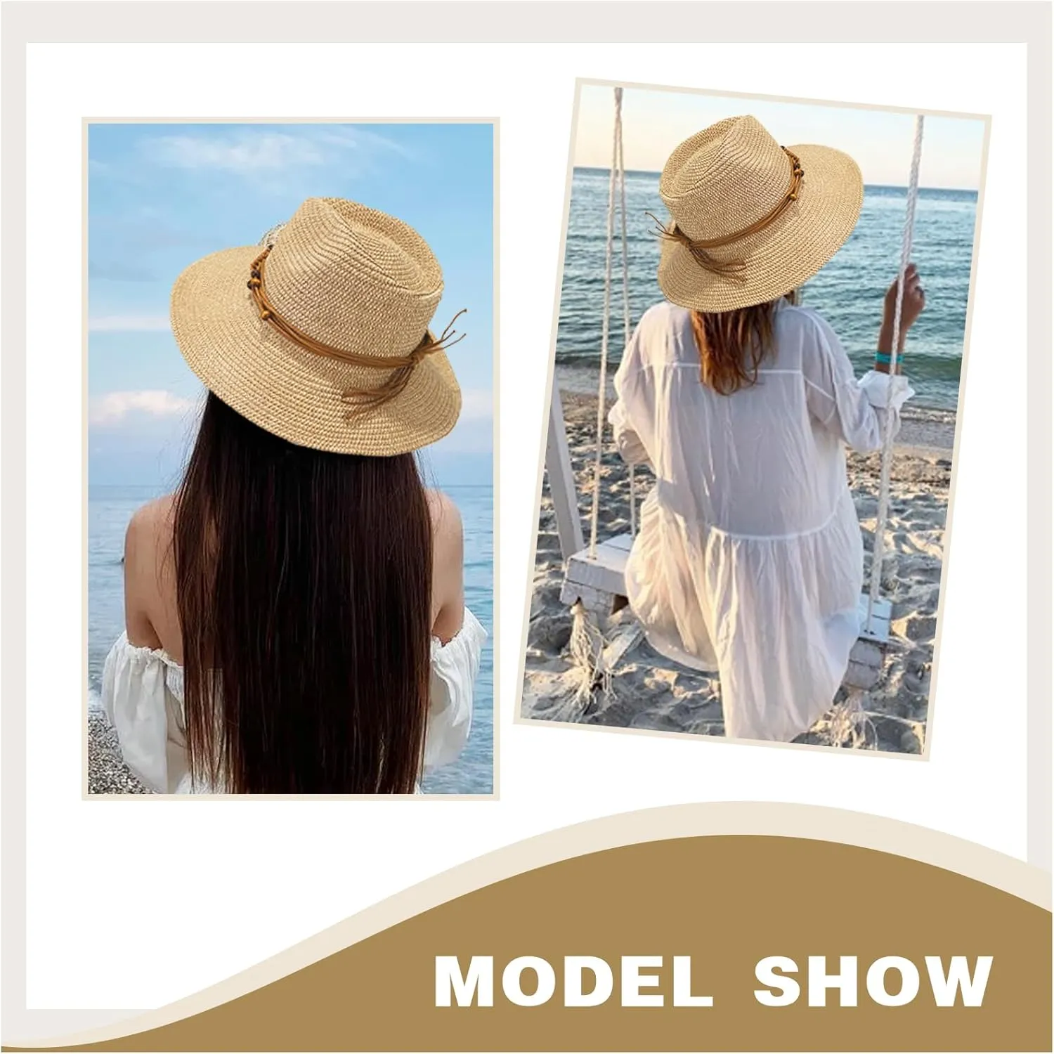 Straw Cowboy Cowgirl Hats for Women Men Summer Beach Sun Hat Packable Foldable Womens Sun Hat Women Straw Hat