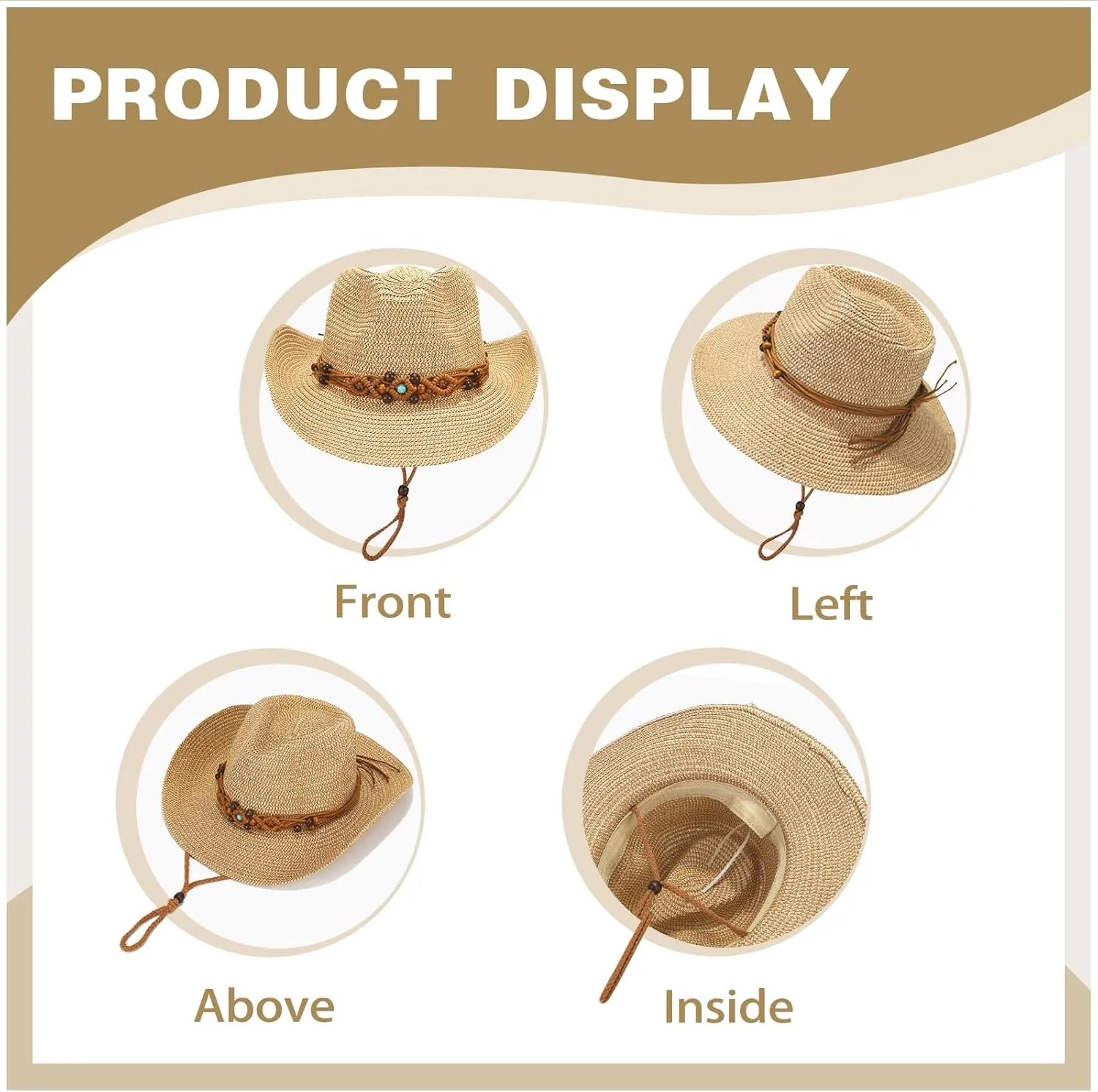 Straw Cowboy Cowgirl Hats for Women Men Summer Beach Sun Hat Packable Foldable Womens Sun Hat Women Straw Hat