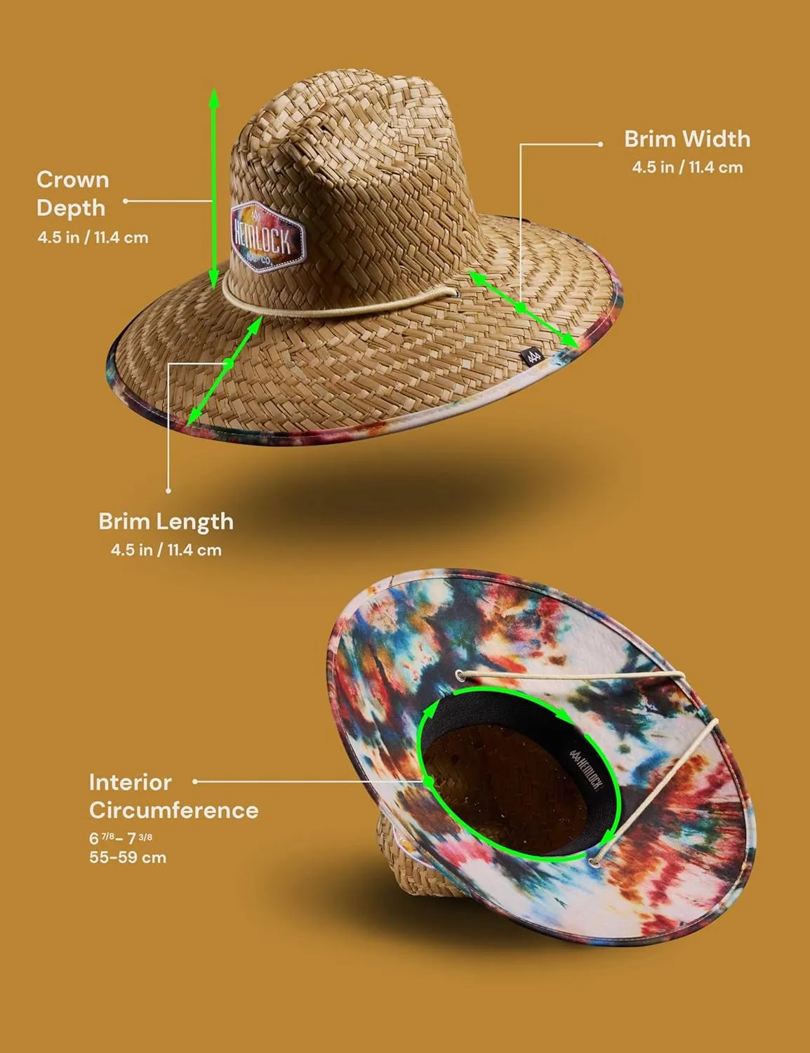 Straw Hat for Men & Women | Lifeguard Hat, Beach Hat & Sun Hat | UPF 50  Wide Brim for Sun Protection | One Size | Hemlock