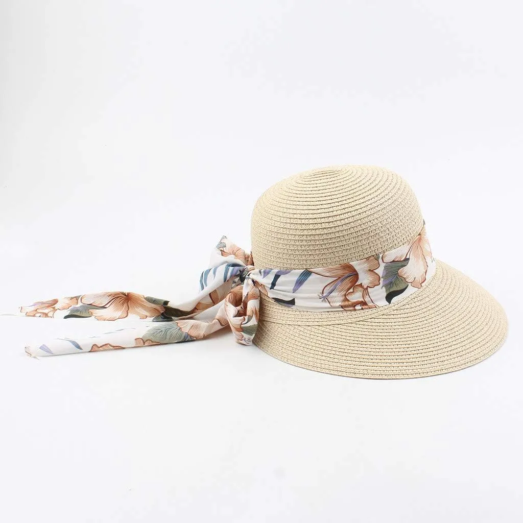 Straw Womens Beach Hat Foldable Floppy Roll Up Summer Hats Caps with Sun Upf50 Protection Roll-Up Packable Travel Caps